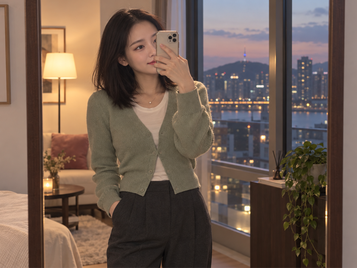 경기도 군포시 이동과 방문 일정을 안내하는 젊은 성인 한국 여성 관리사
